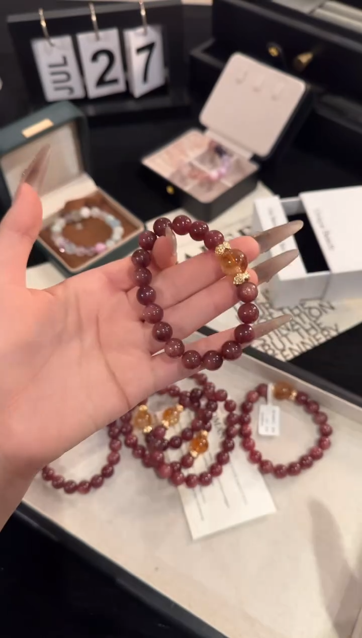 水晶手链合金草莓晶F99