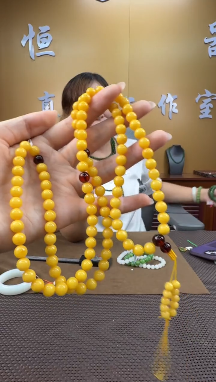 琥珀颈饰未镶嵌项链7mm