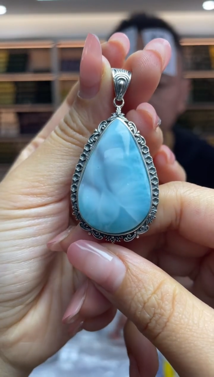 【闪购商品】针钠钙石（海纹石）颈饰银S925镶嵌多样性发一件