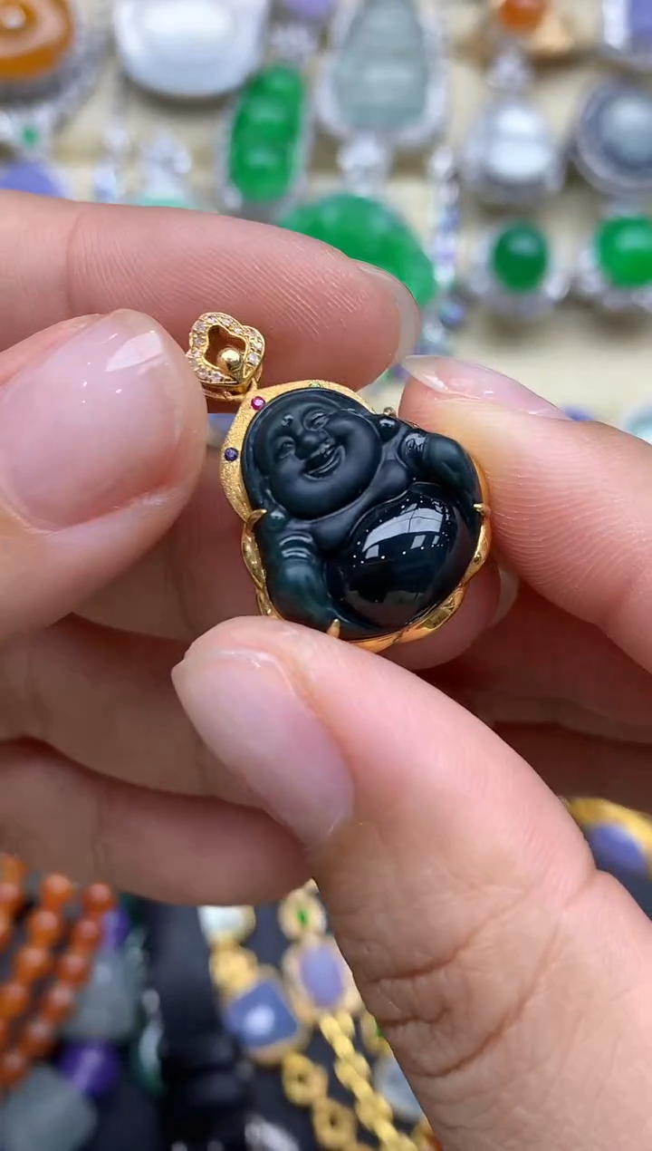 翡翠18K金镶嵌颈饰489-春日珠宝