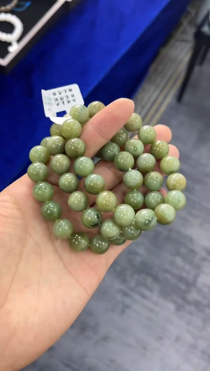 未镶嵌手串和田玉且末黑羊洞碧玉手串卡12微色差多样性拍一发一