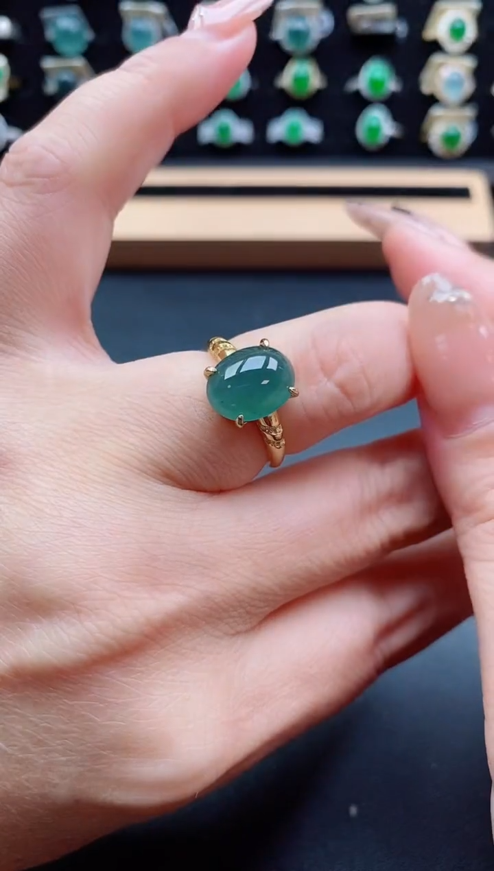 银S925镶嵌戒指翡翠1