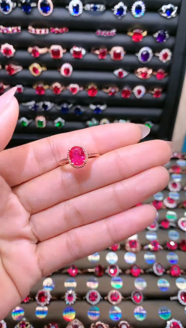 【闪购商品】红宝石戒指银S925镶嵌79玫瑰金