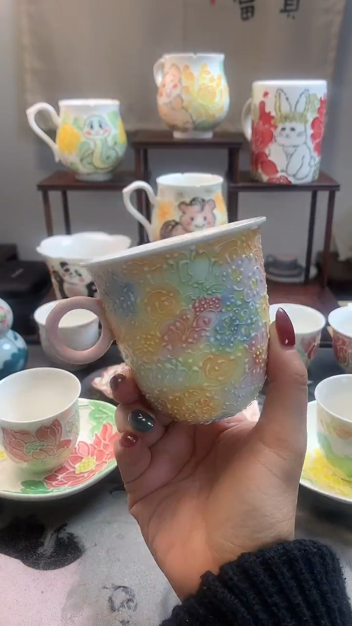 一味*手绘*繁花杯