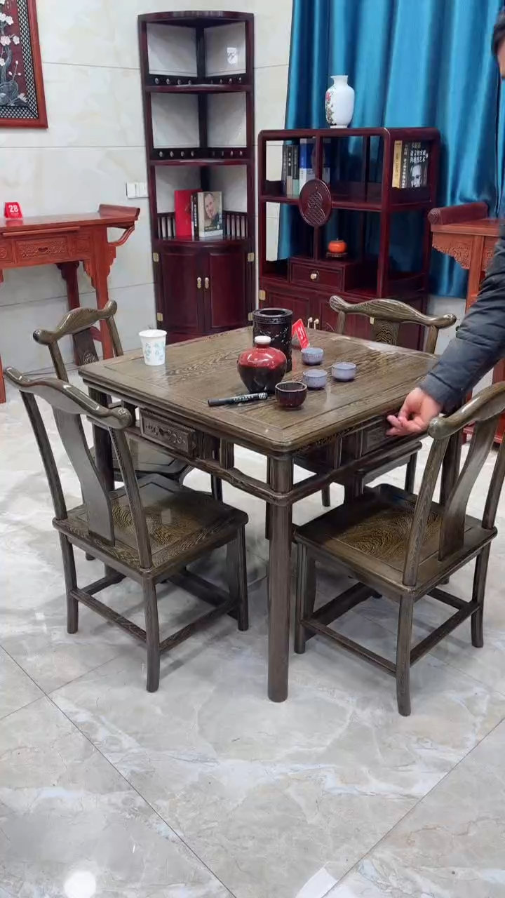 【闪购商品】紫檀木类成套家具鸡翅木78/78/68方桌五件套