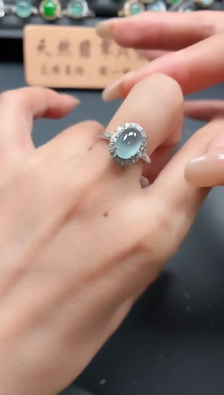 银S925镶嵌戒指翡翠111