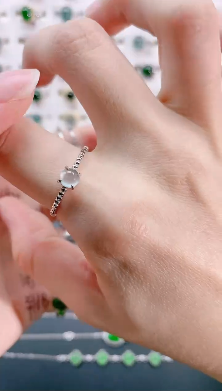 【闪购商品】翡翠戒指银S925镶嵌天然翡翠