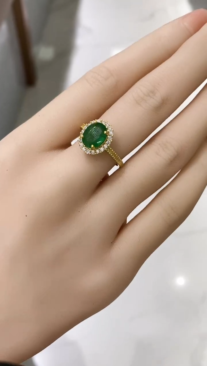 【闪购商品】祖母绿戒指银S925镶嵌戒指