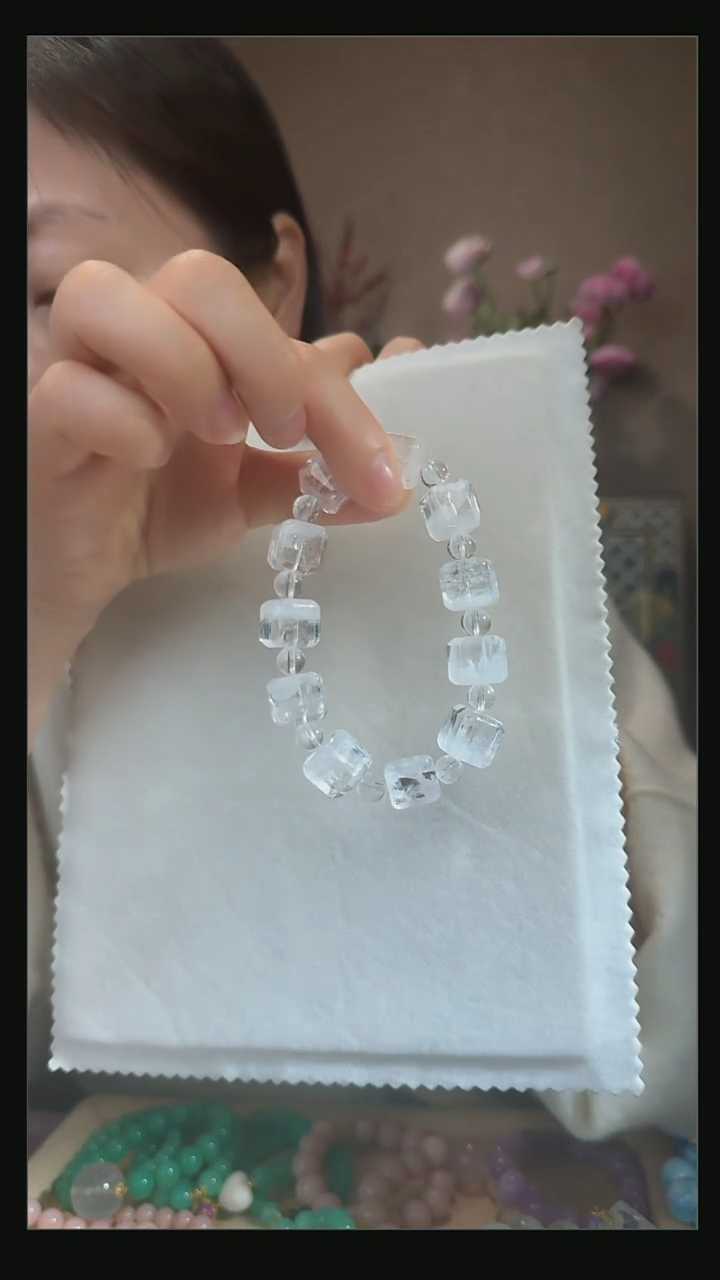【闪购商品】水晶手串未镶嵌天然白幽灵方糖手串