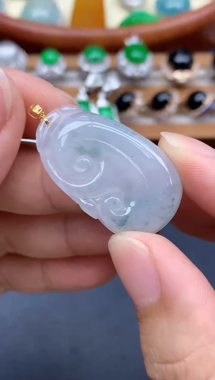 颈饰18K金镶嵌翡翠258-中国好珍宝