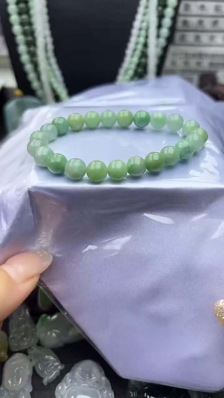 未镶嵌手串翡翠玉珠卡7.8