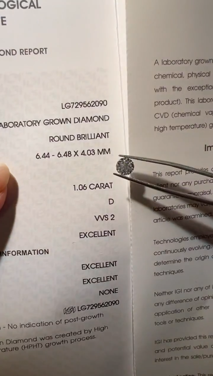 裸石合成钻石LG2090   1.06ct