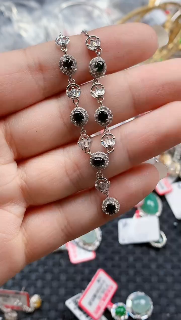 银S925镶嵌戒指翡翠天然A货缅甸翡翠