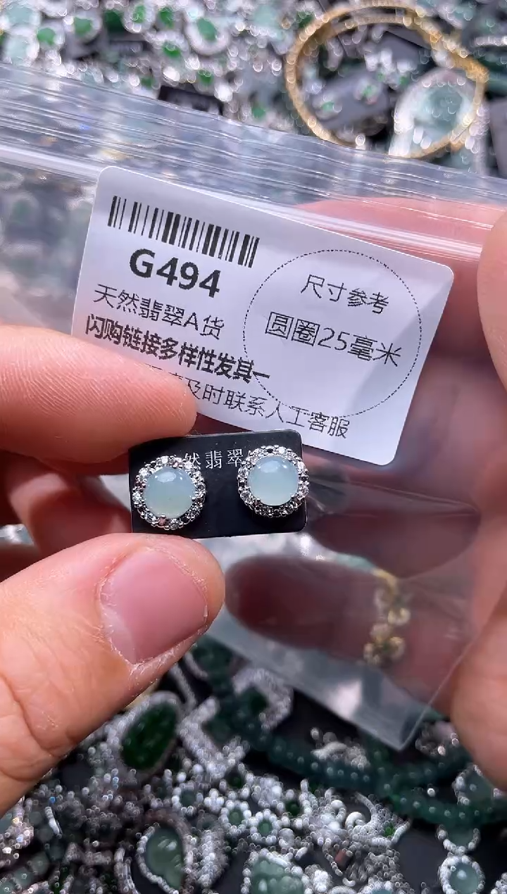 【闪购商品】翡翠颈饰未镶嵌G494耳钉