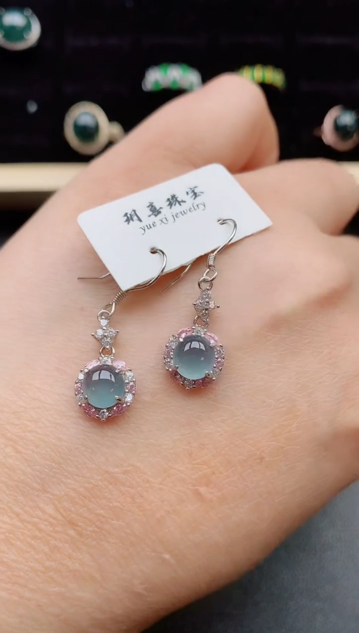 【闪购商品】翡翠耳饰银S925镶嵌321321