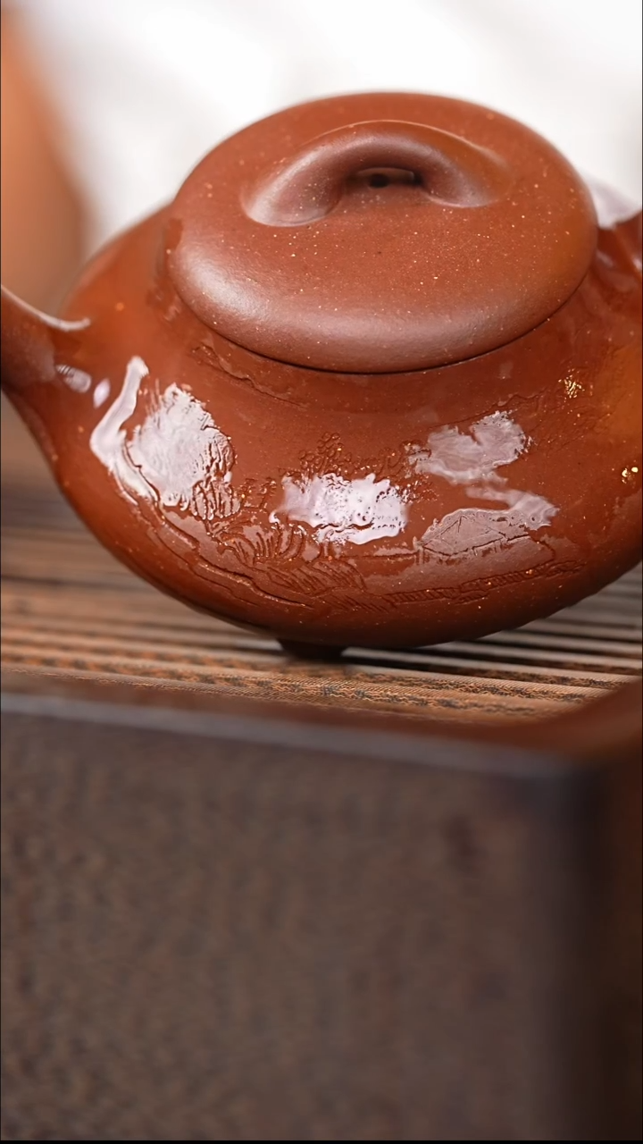 茶壶紫砂通身山水喜瓢170cc