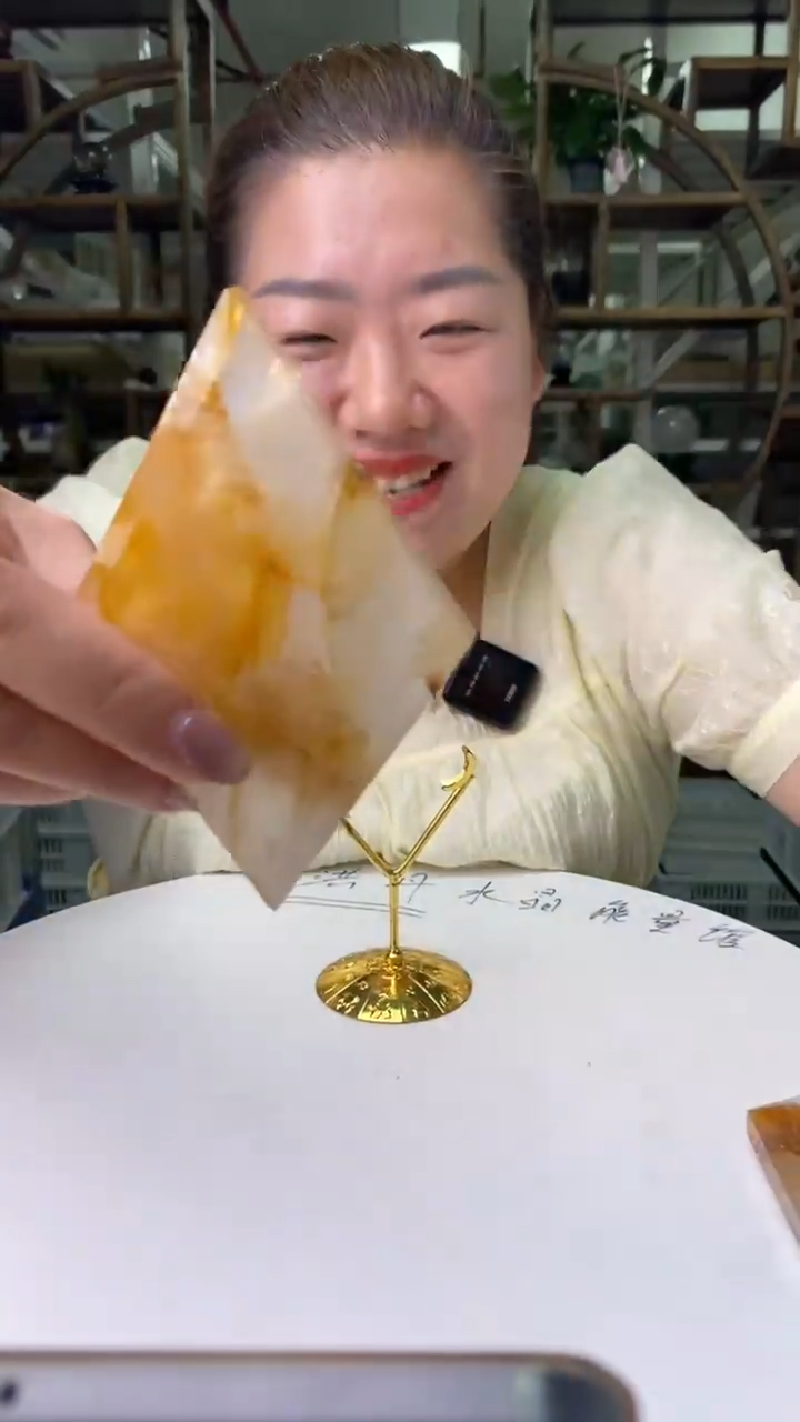 水晶珠宝半成品未镶嵌黄胶花菱形D524