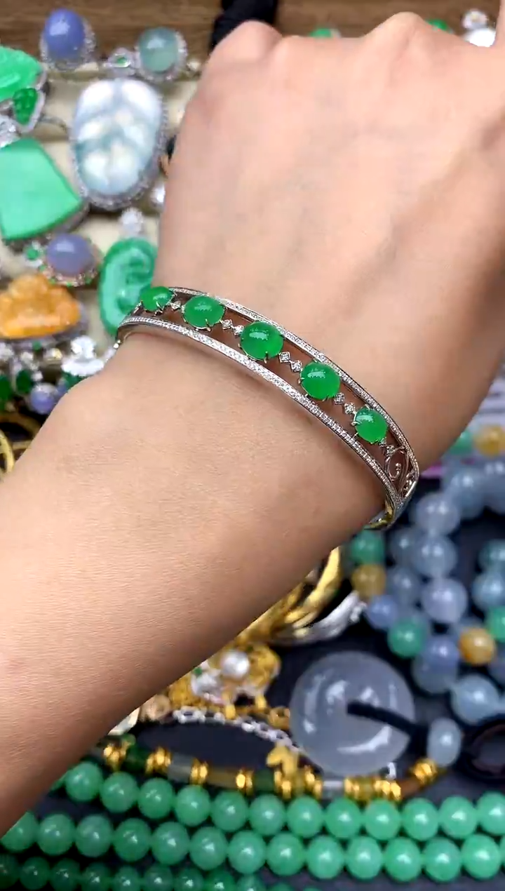 【闪购商品】翡翠手镯18K金镶嵌213-中国好珍宝