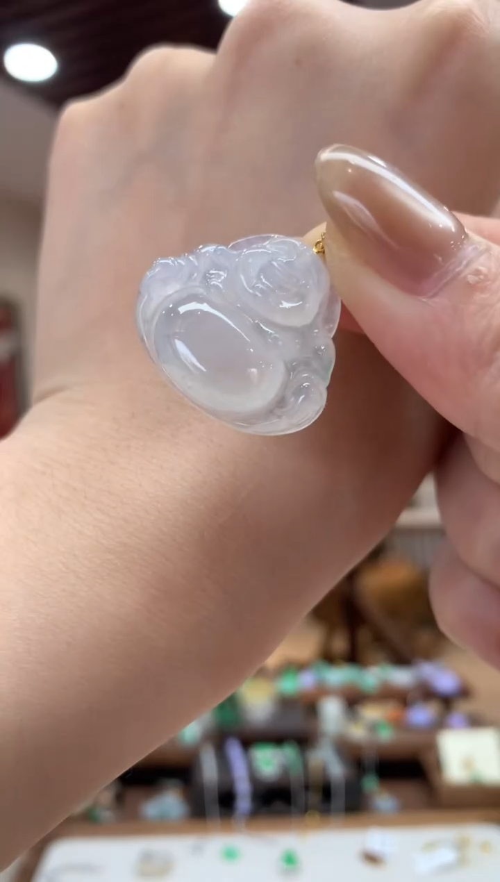 翡翠18K金镶嵌吊坠(不含链)佛公