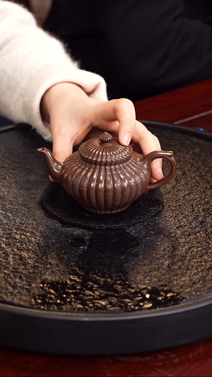 茶壶紫砂邵忠源 筋纹笑樱 121 紫檀紫泥 200毫升 配笔筒 南景黎