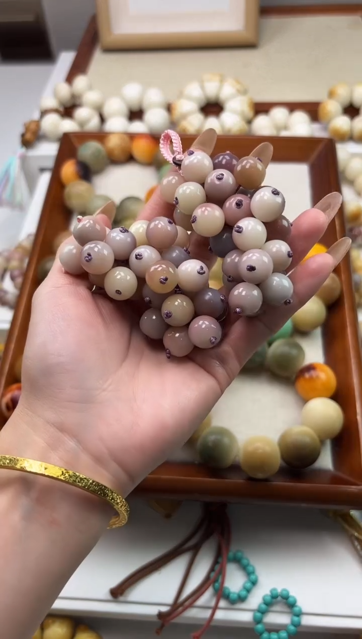 手串菩提根/象牙果紫美人玉化紫葡萄12mm挂件随机