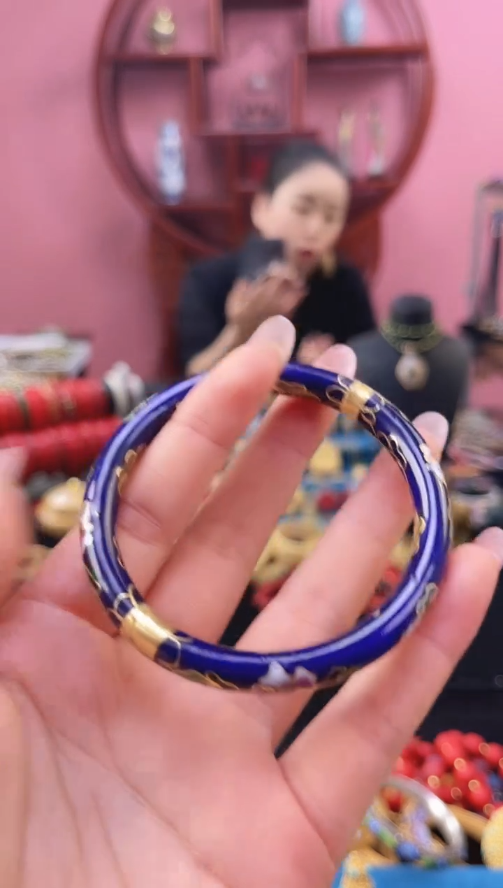 非遗 景泰蓝开口镯 55-62 宝蓝