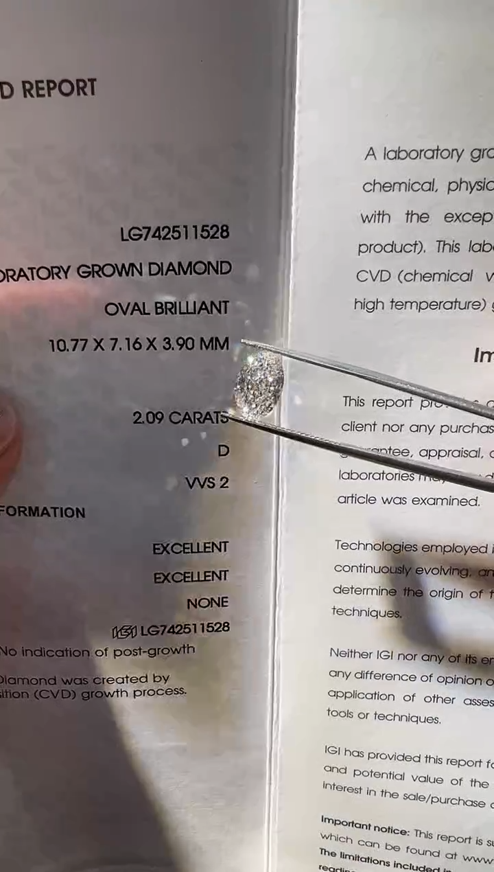 裸石合成钻石喜****可LG1528   2.09ct