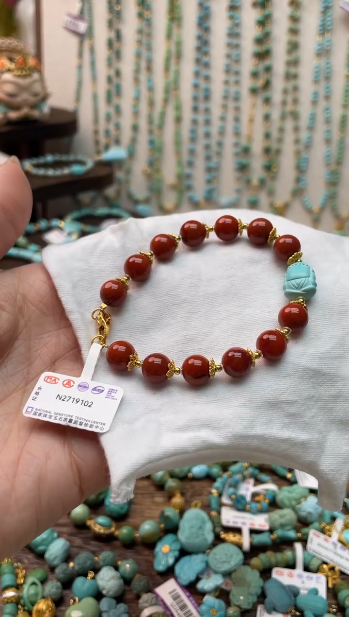 【闪购商品】南红玛瑙手链银S925镶嵌编号108