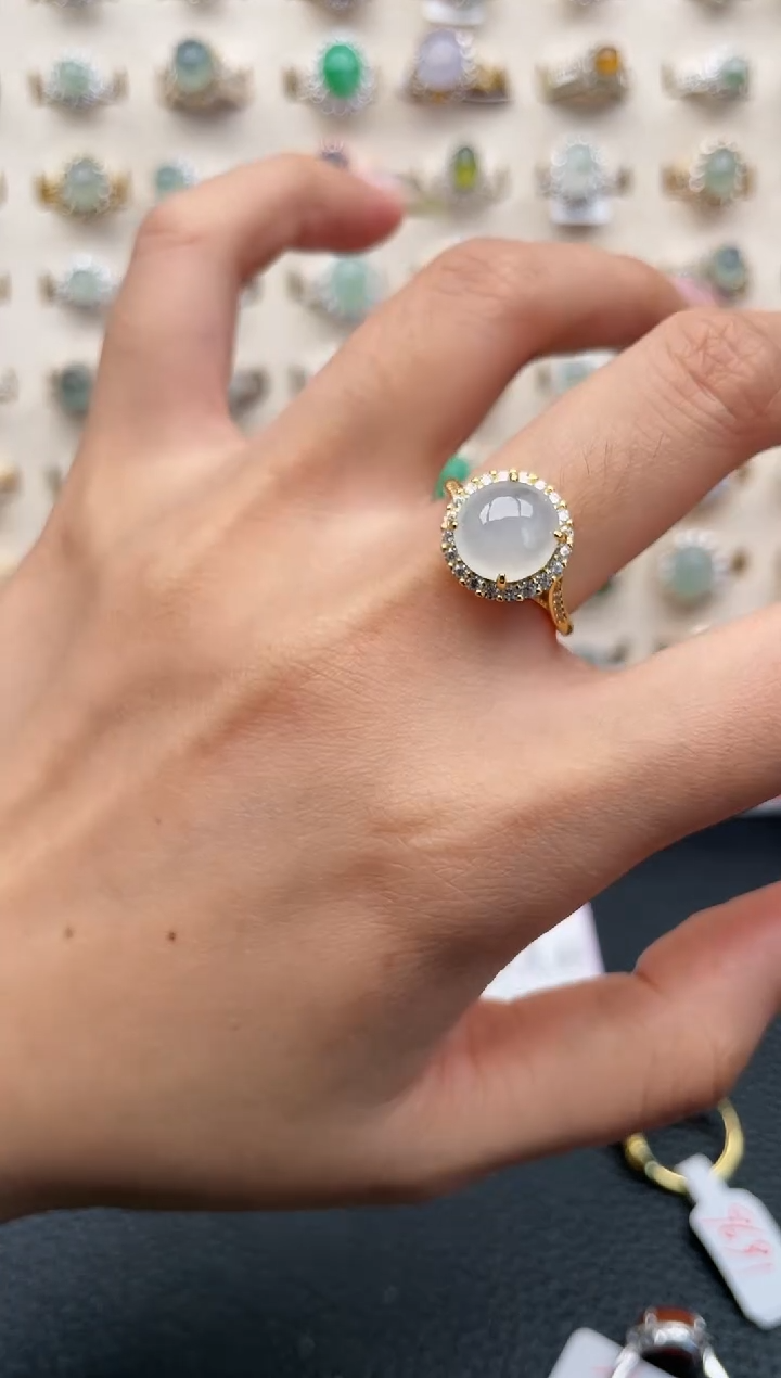 翡翠戒指银S925镶嵌1111