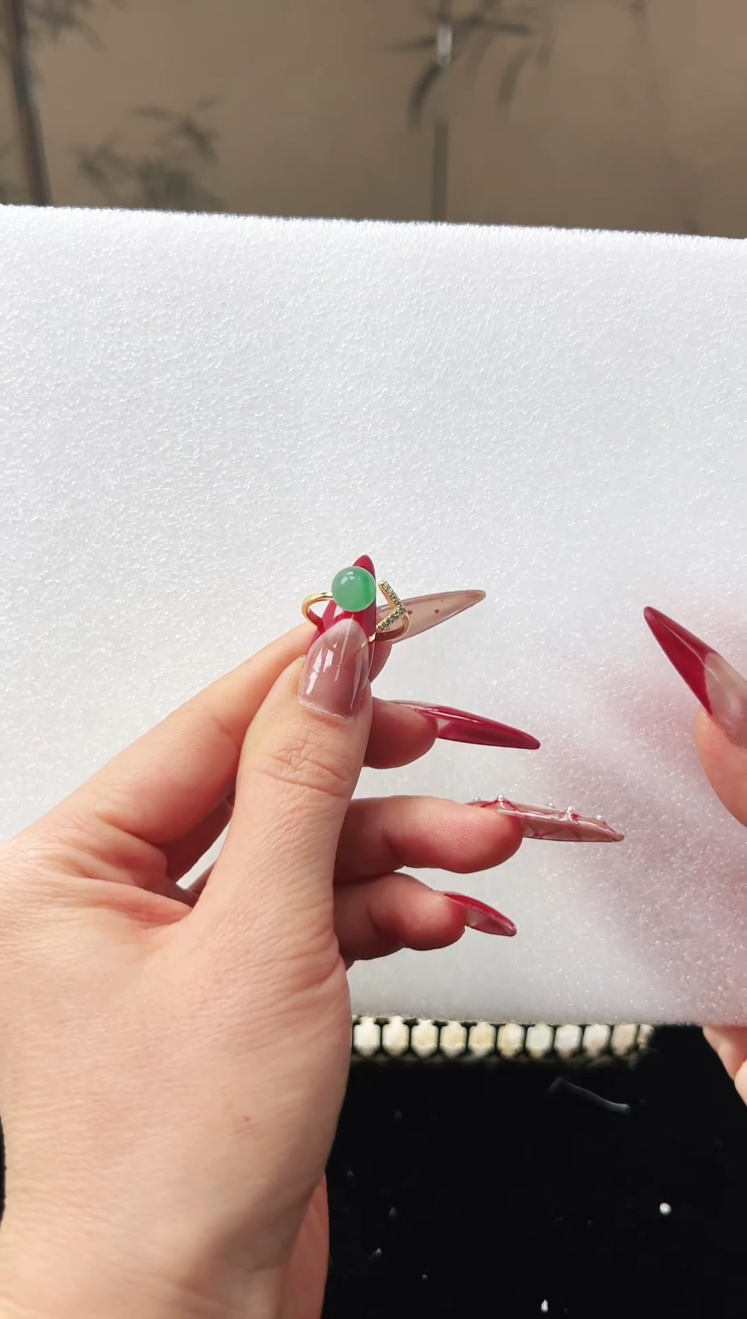 【闪购商品】石英质玉戒指银S925镶嵌天然非洲翠戒指