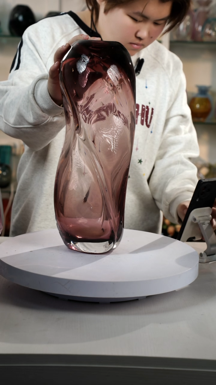 【闪购商品】琉璃【弘扬】高42轻奢琉璃花器微瑕福利