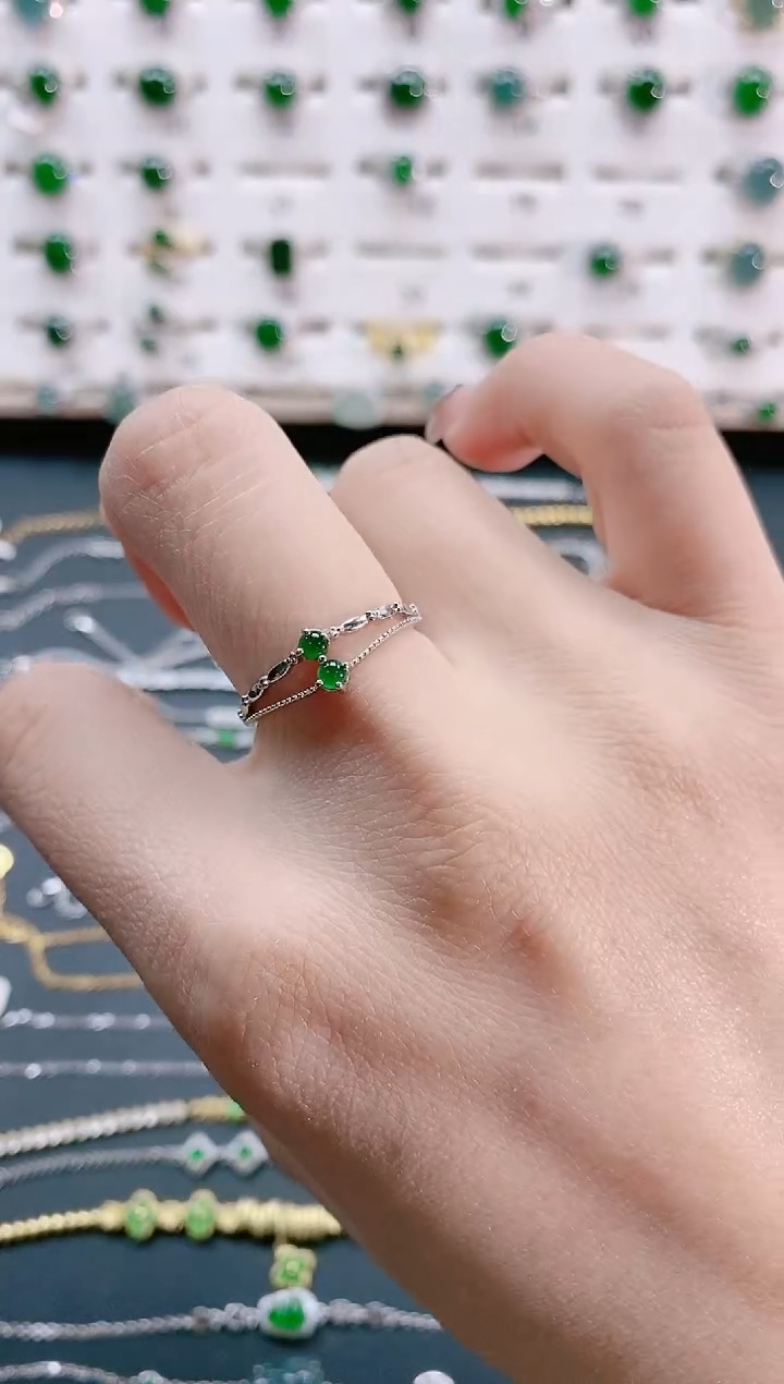 【闪购商品】翡翠戒指银S925镶嵌天然翡翠