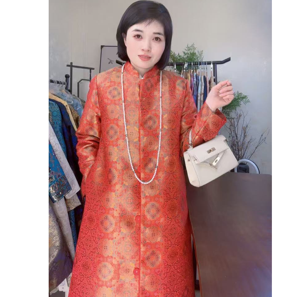 2025冬季新款新中式国风百搭显瘦遮肉修身定制款气质风衣HS25190