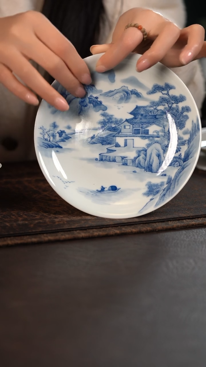 【闪购商品】杯461号HLX陶瓷重工山水盘子壶承