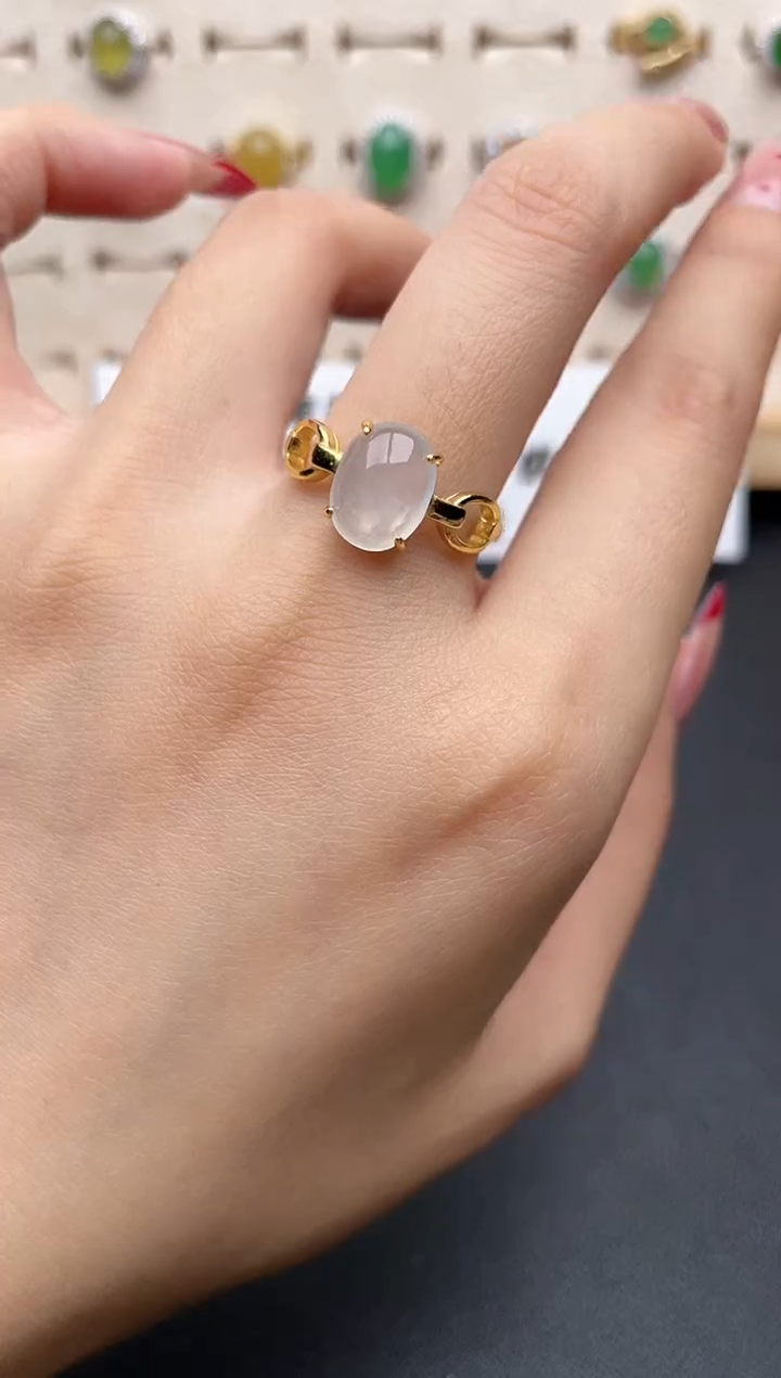 【闪购商品】翡翠戒指银S925镶嵌一物一证一礼盒