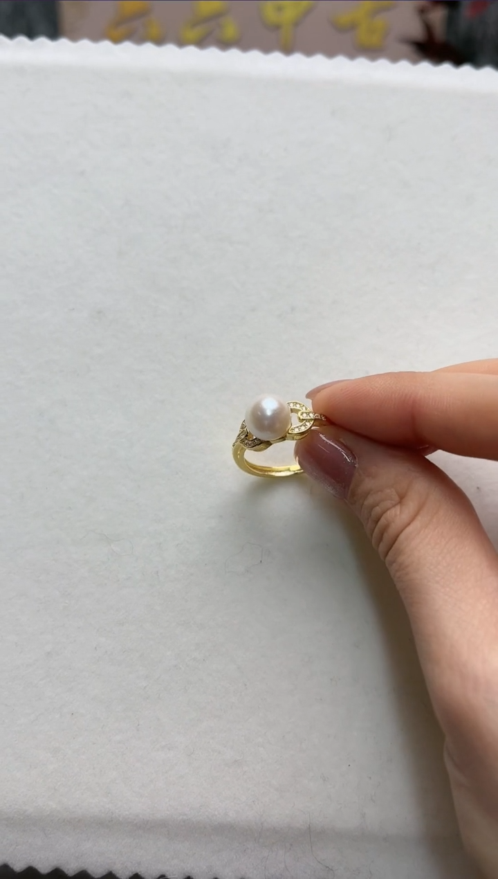 【闪购商品】海水珍珠戒指银S925镶嵌aj4176