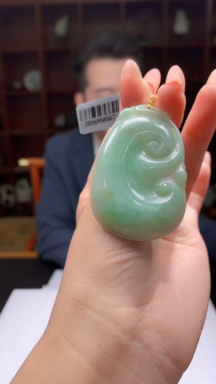 【闪购商品】定制翡翠18K金镶嵌8046jj-毛货挂件15