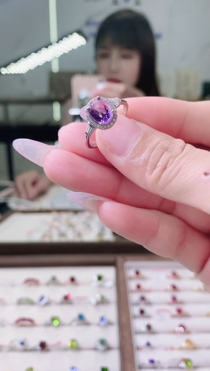【闪购商品】紫晶戒指银S925镶嵌93-5
