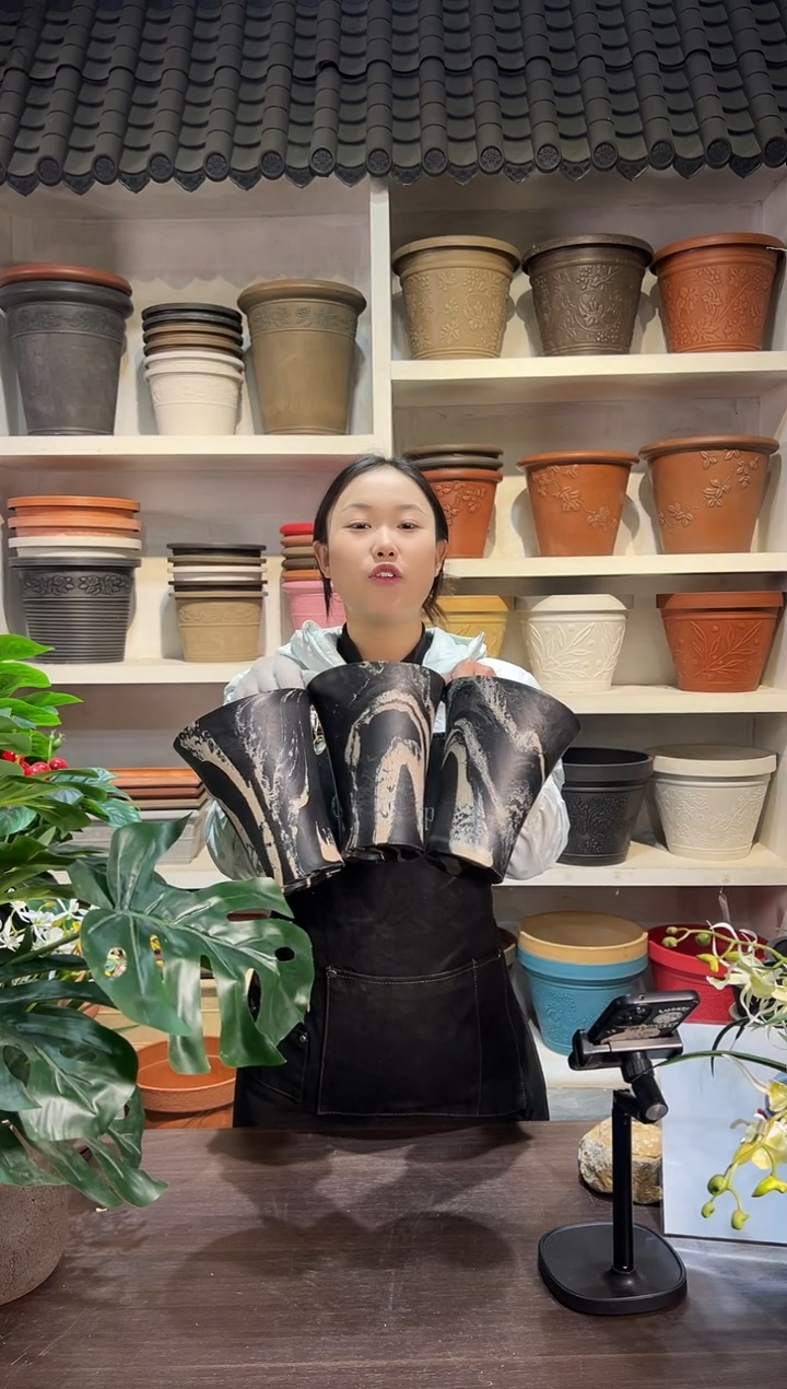 15*18【3只装】【孤品】16NWG15黑白双色手工花盆