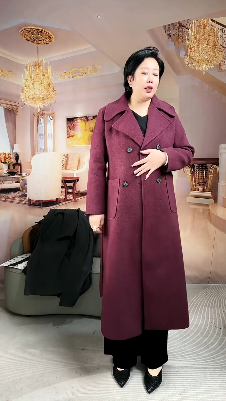 仿羊毛绒大衣长款大衣