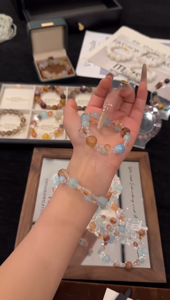 未镶嵌手链水晶海蓝宝多宝x3408