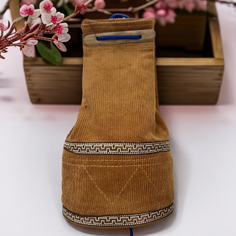 华姐夹板黄色条绒硬圈硬底鹌鹑布袋