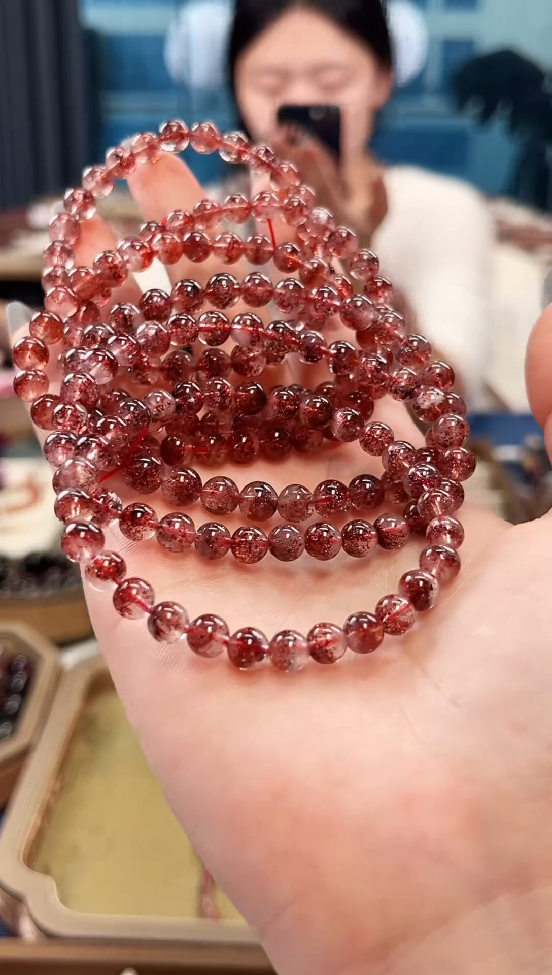 未镶嵌手串水晶金草莓超七单圈手串6mm【多样性发一】