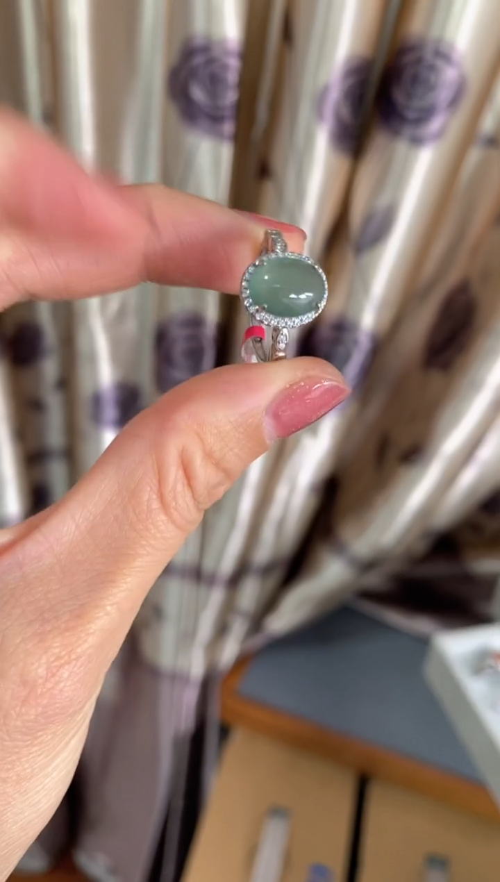 【闪购商品】翡翠戒指银S925镶嵌22222222    3