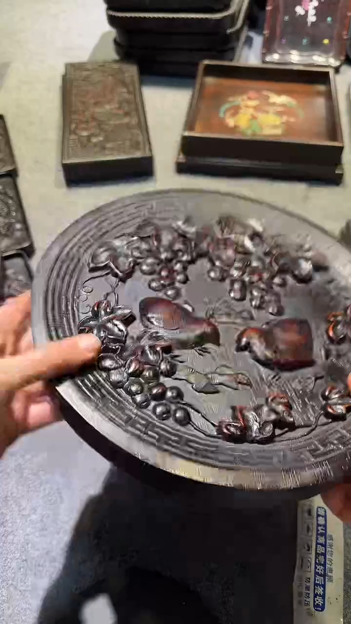 木紫檀拆件雕刻板以直播间实物为准微瑕老物件