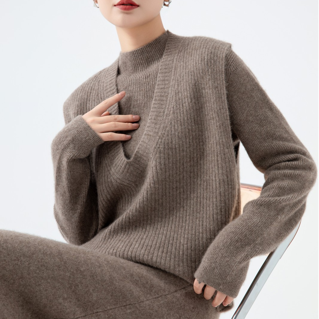 【100%牦牛绒】马甲V领背心百搭休闲精致款无袖打底24090