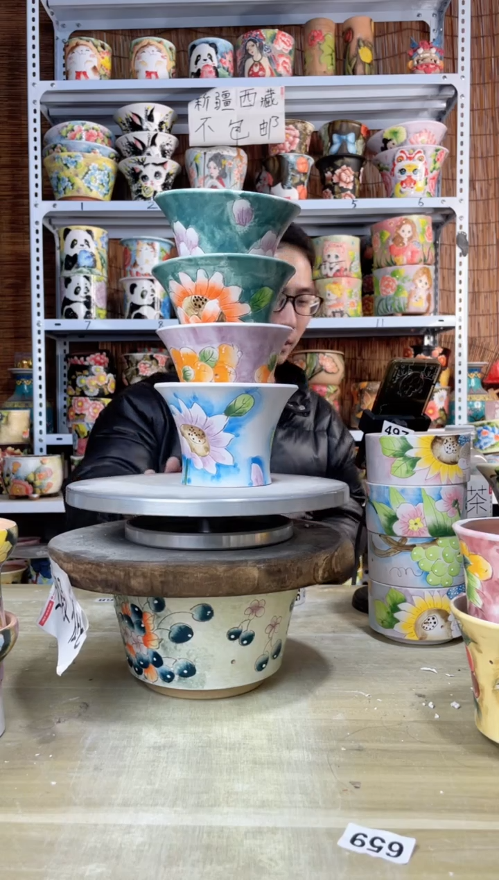 【闪购商品】摆件509陶花岛多肉陶瓷花盆罐——微瑕