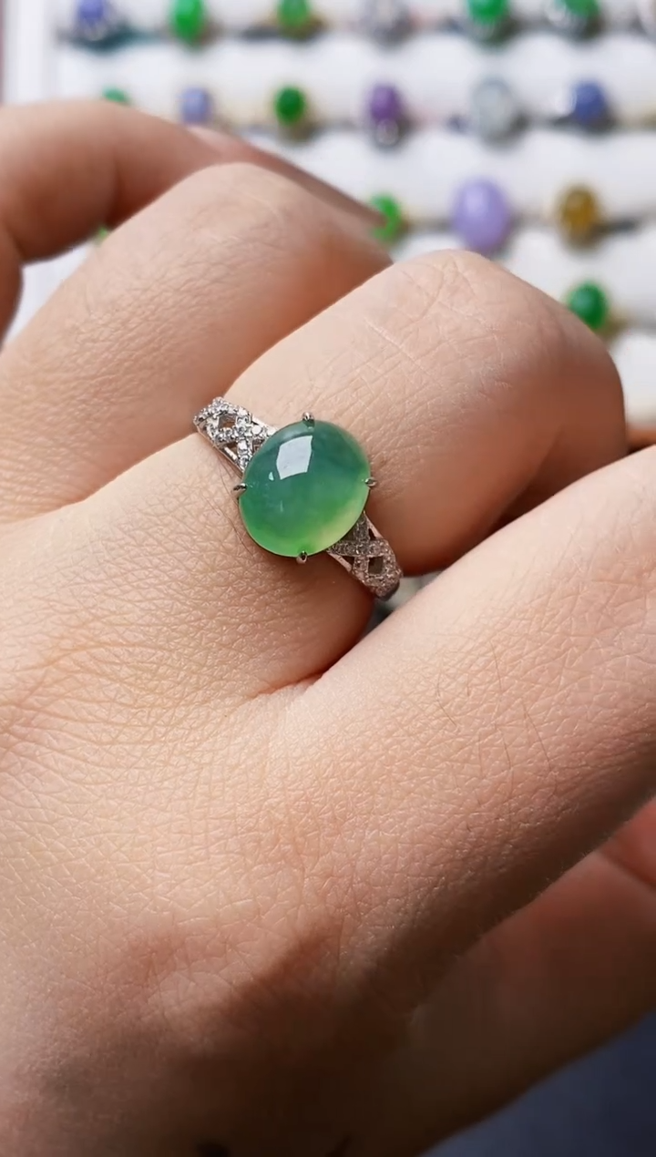 银S925镶嵌戒指翡翠0088