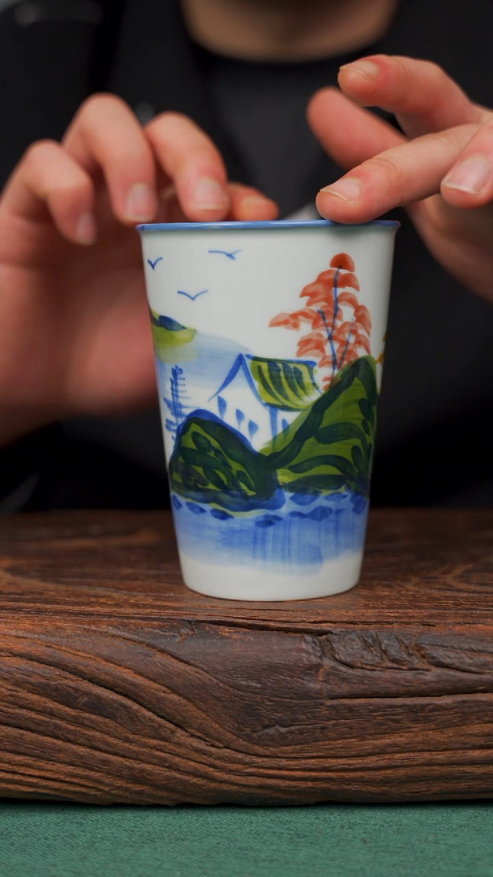 瓷片104寻一缕瓷香杯釉下手工手绘瓷器