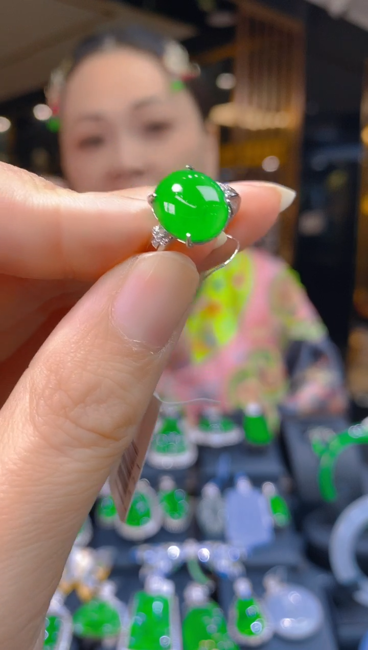 银S925镶嵌戒指翡翠037(多样性发货发其一)